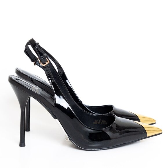Jeffrey Campbell Riddler Patent Leather Pump Black Patent & Gold Size 9 - Picture 2 of 16